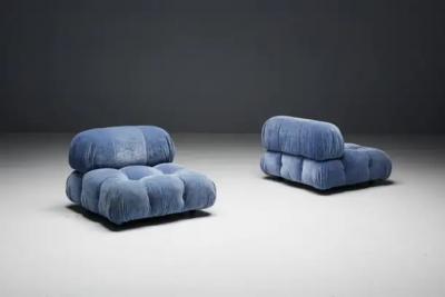 Mario Bellini Blue Velvet Camaleonda Sofa by Mario Bellini for B B Italia Italy 1970s