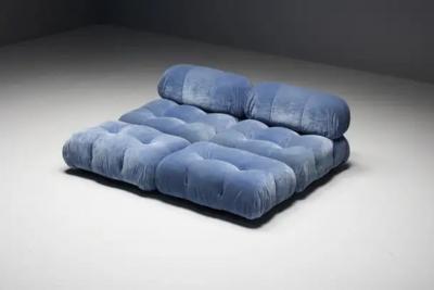 Mario Bellini Blue Velvet Camaleonda Sofa by Mario Bellini for B B Italia Italy 1970s