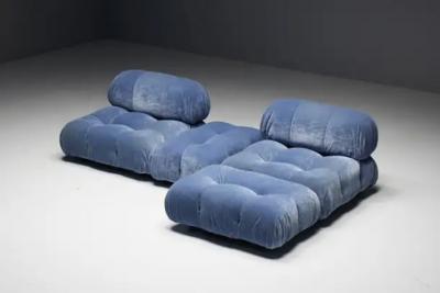 Mario Bellini Blue Velvet Camaleonda Sofa by Mario Bellini for B B Italia Italy 1970s