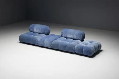 Mario Bellini Blue Velvet Camaleonda Sofa by Mario Bellini for B B Italia Italy 1970s
