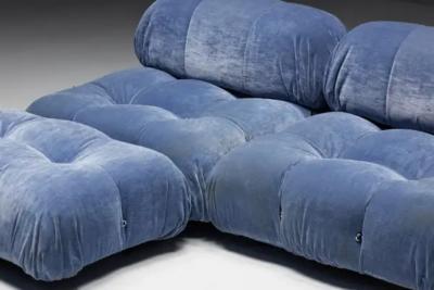 Mario Bellini Blue Velvet Camaleonda Sofa by Mario Bellini for B B Italia Italy 1970s