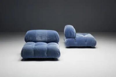 Mario Bellini Blue Velvet Camaleonda Sofa by Mario Bellini for B B Italia Italy 1970s