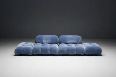 Mario Bellini Blue Velvet Camaleonda Sofa by Mario Bellini for B B Italia Italy 1970s