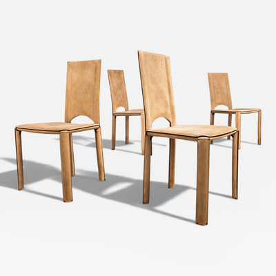 Mario Bellini Brazilian Modern Set of 4 Chairs in Suede Mario Bellini 1970s