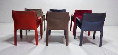Mario Bellini Cab 413 Set of Six Armchairs in Multicolor Leather by Mario Bellini for Cassina