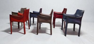 Mario Bellini Cab 413 Set of Six Armchairs in Multicolor Leather by Mario Bellini for Cassina