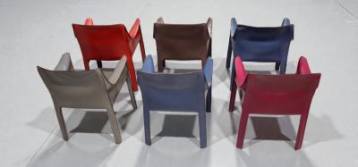 Mario Bellini Cab 413 Set of Six Armchairs in Multicolor Leather by Mario Bellini for Cassina
