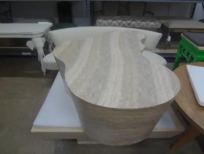 Mario Bellini Italian Modern Karl Springer Style Travertine Biomorphic Coffee Table
