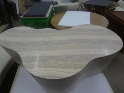 Mario Bellini Italian Modern Karl Springer Style Travertine Biomorphic Coffee Table