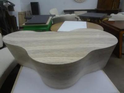 Mario Bellini Italian Modern Karl Springer Style Travertine Biomorphic Coffee Table
