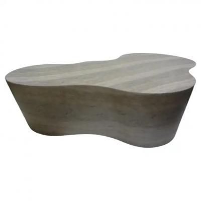 Mario Bellini Italian Modern Karl Springer Style Travertine Biomorphic Coffee Table
