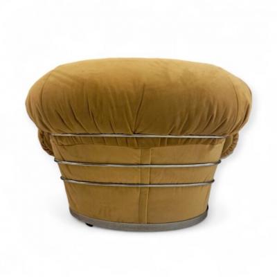 Mario Bellini Italian Space Age Armchairs upholstered in Mustard yellow velvet 1970s