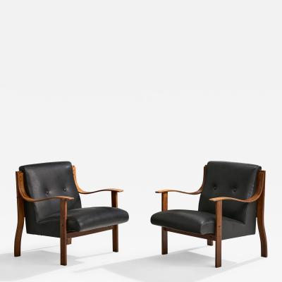 Mario Bellini Lounge Chairs with Beech and Vinyl Italy 1960s