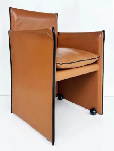 Mario Bellini Mario Bellini Cassina Italian 401 Break Leather Armchairs 1980s Pair