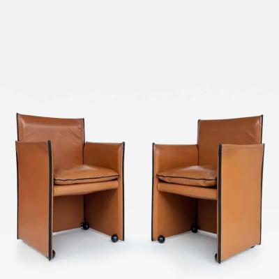 Mario Bellini Mario Bellini Cassina Italian 401 Break Leather Armchairs 1980s Pair