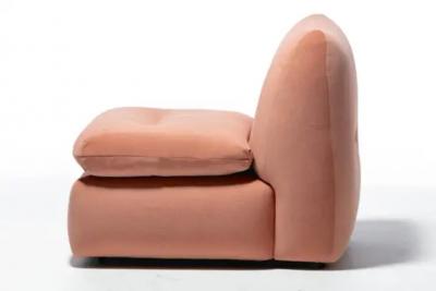 Mario Bellini Pair of 1970s Italian Mario Bellini Style Slipper Chairs in Blush Pink Fabric