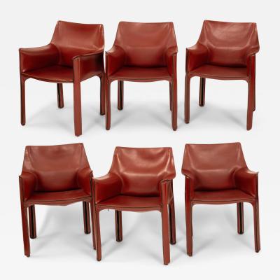 Mario Bellini Six Red Mario Bellini Cab 413 Armchairs