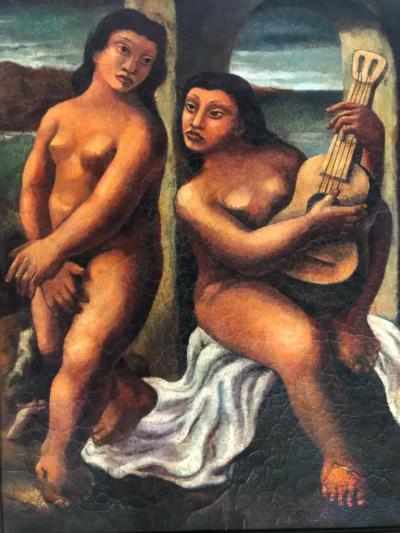 Mario Carreno Mario Carre o Serenade Oil Painting on Canvas Cuba 1941 Signed