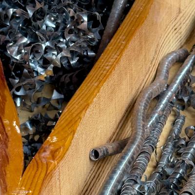 Mario Ceroli Late20th Century Trapezoidal Multimaterial Coffee Table by Mario Ceroli