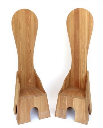 Mario Ceroli Mario Ceroli Fratina Pair Of Chairs Poltronova circa 1972