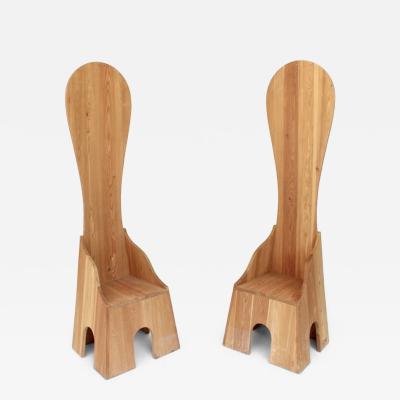 Mario Ceroli Mario Ceroli Fratina Pair Of Chairs Poltronova circa 1972