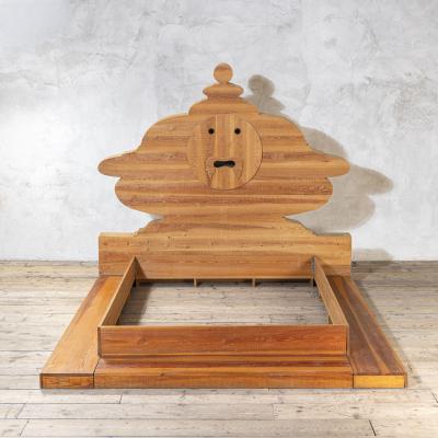Mario Ceroli Mario Ceroli for Poltronova Wooden Bed mod La Bocca della Verit 