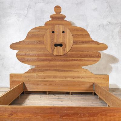 Mario Ceroli Mario Ceroli for Poltronova Wooden Bed mod La Bocca della Verit 