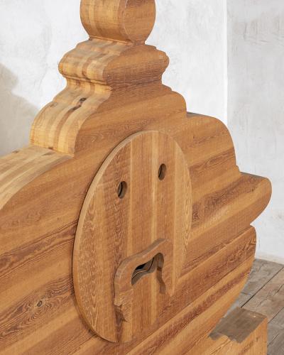 Mario Ceroli Mario Ceroli for Poltronova Wooden Bed mod La Bocca della Verit 