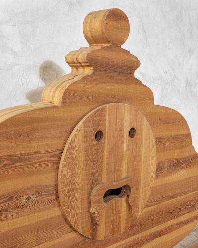 Mario Ceroli Mario Ceroli for Poltronova Wooden Bed mod La Bocca della Verit 