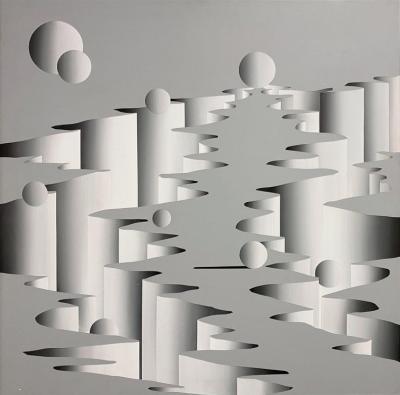 Mario Grimaldi Surrealist Abstract Oil on Canvas Painting Untitled 2