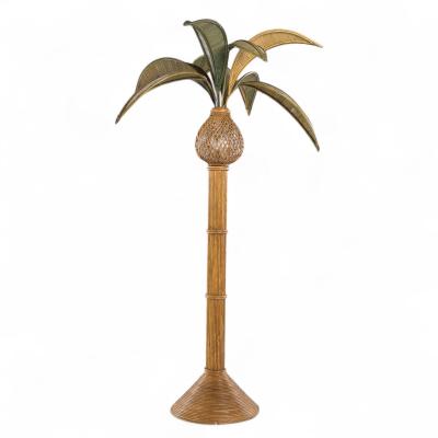Mario Lopez Torres Mario Torres Lopez Style Mid Century Sculptural Rattan Palm Tree Lamps Pair