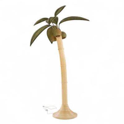 Mario Lopez Torres Mario Torres Lopez Style Mid Century Sculptural Rattan Palm Tree Lamps Pair