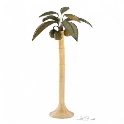 Mario Lopez Torres Mario Torres Lopez Style Mid Century Sculptural Rattan Palm Tree Lamps Pair