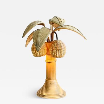 Mario Lopez Torres Style Rattan Palm Tree Table Lamp