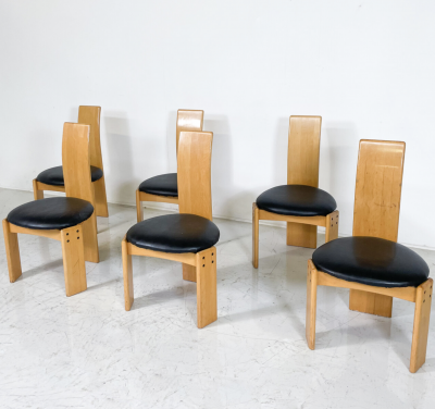 Mario Marenco Set of 6 Dining Chairs by Mario Marenco for Mobil Girgi Italy 1970s