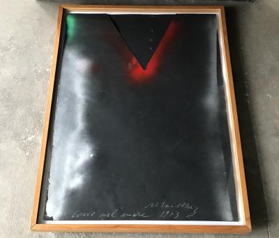 Mario Merz Italian Abstract Mixed Media on Paper Titled Cono Nel Mare 1973 