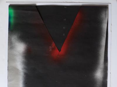 Mario Merz Italian Abstract Mixed Media on Paper Titled Cono Nel Mare 1973 