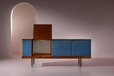 Mario Nuti Teak and Fabric Sideboard by Mario Nuti Lavagna Italy 1960s