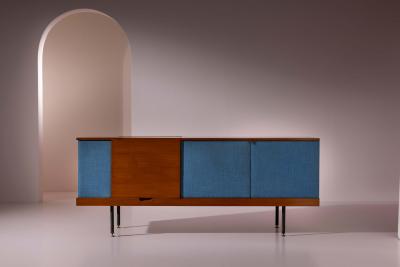Mario Nuti Teak and Fabric Sideboard by Mario Nuti Lavagna Italy 1960s