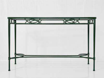 Mario Papperzini Mario Papperzini for Janus et Cie Green Iron and Glass Console Table