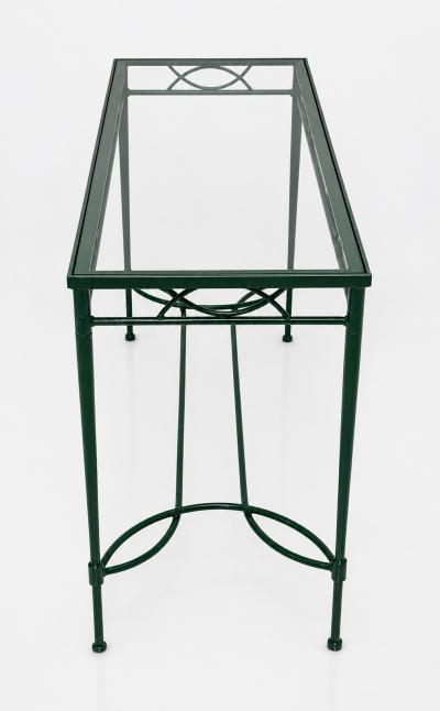 Mario Papperzini Mario Papperzini for Janus et Cie Green Iron and Glass Console Table
