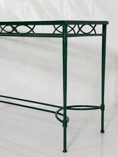 Mario Papperzini Mario Papperzini for Janus et Cie Green Iron and Glass Console Table