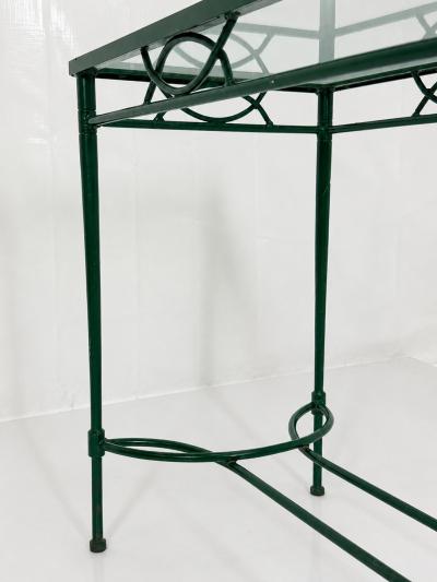 Mario Papperzini Mario Papperzini for Janus et Cie Green Iron and Glass Console Table