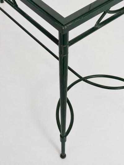 Mario Papperzini Mario Papperzini for Janus et Cie Green Iron and Glass Console Table