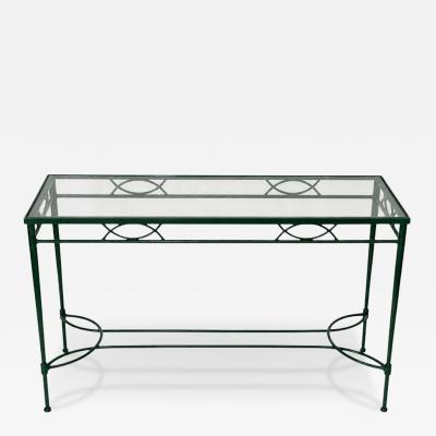 Mario Papperzini Mario Papperzini for Janus et Cie Green Iron and Glass Console Table