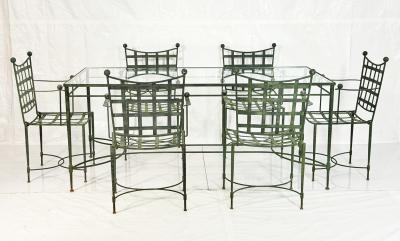 Mario Papperzini Mario Papperzini for Salterini Iron Patio Dining Set 6 Chairs Matching Table