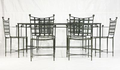 Mario Papperzini Mario Papperzini for Salterini Iron Patio Dining Set 6 Chairs Matching Table