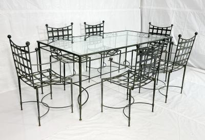 Mario Papperzini Mario Papperzini for Salterini Iron Patio Dining Set 6 Chairs Matching Table