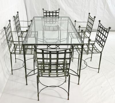 Mario Papperzini Mario Papperzini for Salterini Iron Patio Dining Set 6 Chairs Matching Table