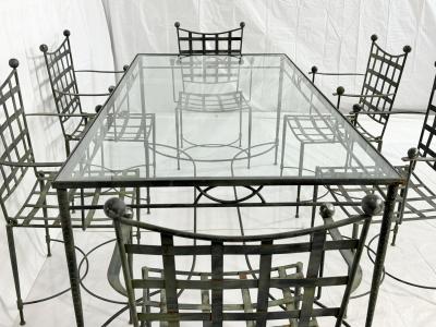 Mario Papperzini Mario Papperzini for Salterini Iron Patio Dining Set 6 Chairs Matching Table